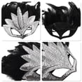 thumbnail image 3 of Unique Bargains 1 Pc Sequined Feathers Party Mask Silver Tone Plastic Feather, 3 of 5