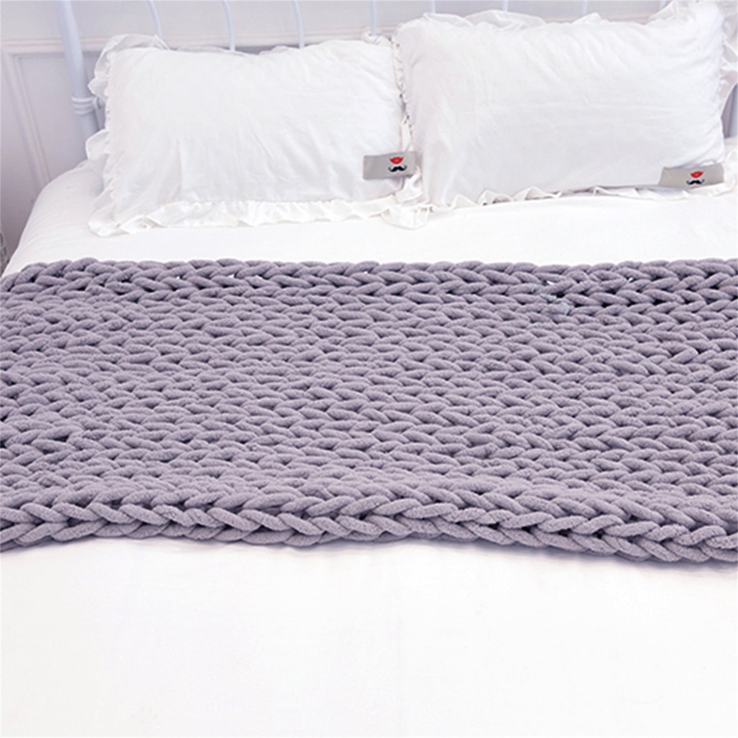 Lowestbest Chunky Knit Blanket, Handmade Warm Soft Throw Blanket, Cable Knit Blanket - Light Grey (47" x 59") Lowestbest Chunky Knit Blanket, Handmade Warm Soft Throw Blanket, Cable Knit Blanket - Light Grey (47" x 59")