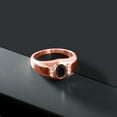 thumbnail image 3 of Gem Stone King 1.66 Ct Black Onyx White Created Sapphire 18K Rose Gold Plated Silver Men's Ring, 3 of 6