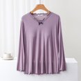 thumbnail image 4 of Birdeem Blouse pour Femme Unie Décontractée Mode Col Rond Régulière Manches Longues Hauts de Nuit, 4 of 12