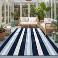 thumbnail image 2 of Large Area Rugs 8'x10', Blue Navy Striped Carpet Runner Indoor Outdoor Rugs Home Decor Aesthetic, Modern Ombre Abstract Lines Pattern Non Slip Mats Washable Accent Rug for Living Room Bedroom, 2 of 8