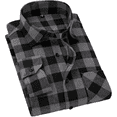thumbnail image 4 of PUZTLOY Mens Button Down Shirts Long Sleeve Plaid Flannel Shirt Business Casual Work Dress Shirts with Pocket Grey Black, 4 of 8