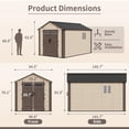 thumbnail image 5 of NETAJE 8x12 ft Resin Storage Shed, Outdoor Plastic Tool Shed with Floor, Lockable Door, Window and Vents for Patio, Backyard, Beige & Brown, 5 of 9