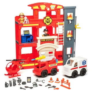 FAO Schwarz Rescue Responders Wooden Fire Station Playset - 21pcs 