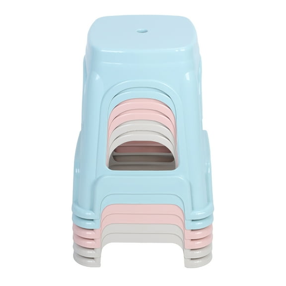 Aqzb Stackable Classroom Stools, Plastic Teacher Chair, Indoor Outdoor Flexible Seating Decorative Stools, Round Classroom Chairs for Home Office School (2Pcs Pink, 2Pcs Light Blue, 2Pcs Khaki)