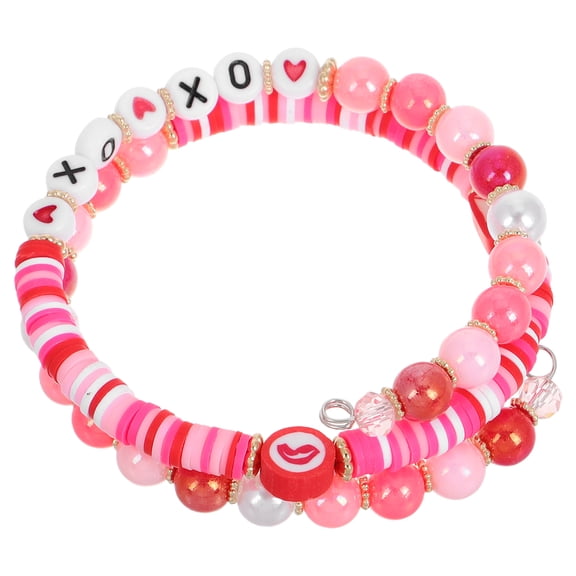Masteelf Valentines Day Bracelets for Women Stackable Bead Stretch Bracelets Layered Bracelets Summer Beach Accessory
