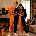thumbnail image 2 of Xijirk Unisex Onesie Costume with Hood Zipper Closure Side Pockets Fuzzy Monster Graphic Jumpsuit for Halloween Cosplay Sleepwear Party Event,Orange,L, 2 of 6