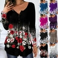 thumbnail image 4 of Askfv Women's Plus Size V Neck Tunic Tops Long Sleeve Swing Tunic Shirt Flowy Henley Casual Blouse Tops, 4 of 4