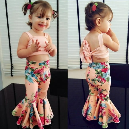 

Toddler Kids Baby Girls Outfits Clothes T-shirt Tops+Bell-bottoms Pants 2PCS Set