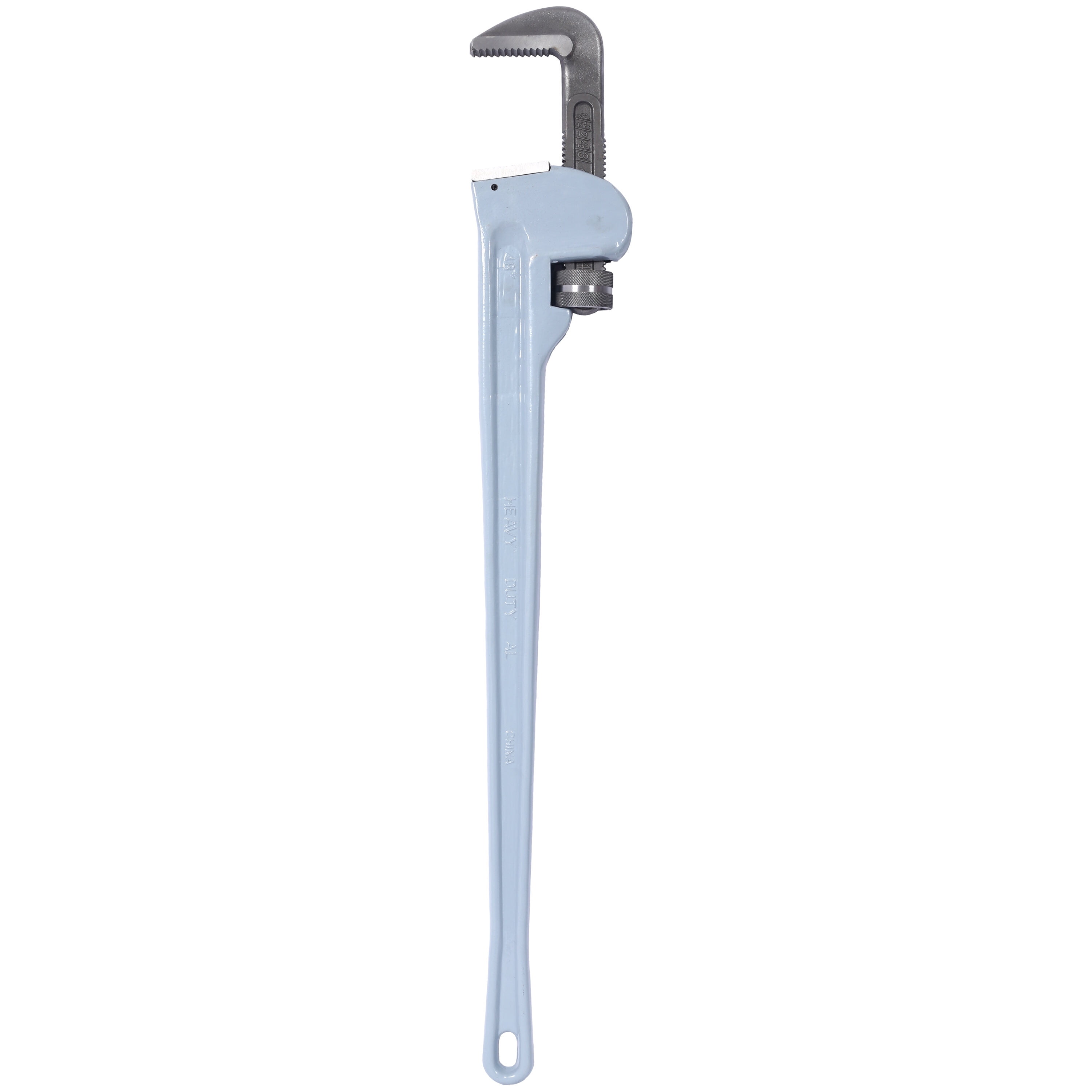 , 48 inch Pipe Wrench Aluminum Straight Pipe Wrench Heavy Duty 48-Inch Plumbers Wrench,Easy to Carry, Hangable Design, for Water Pipes, Automotive Repairs, Light Gray ,Aluminium Alloy ,