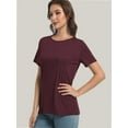 thumbnail image 2 of Womens Tops Short/Long Sleeve T-Shirts Fitted Crewneck Tee, 2 of 6