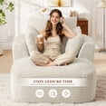 thumbnail image 6 of Muumblus Chaise Lounge Indoor, Cozy Lounge Chair Sleeper Sofa for Adults, No Assembly Required, Beige Corduroy, 6 of 9