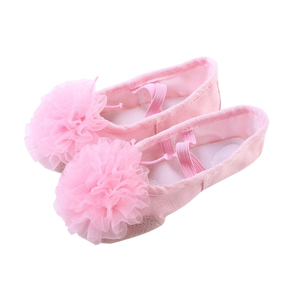 1 par de zapatos de baile para niños, con suela de gasa y flores, para danza del vientre, talla 26