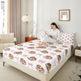 thumbnail image 4 of Manfei Kids Children Cute Pink Bow Hats 4pcs Bed Sheets,Dreamy Princess King Sheets,Western Cowgirl Super Cozy Sheet Set,Breathable Home Decor, 4 of 7