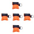 thumbnail image 1 of 5 PCS CPR First Aid Masks One-way Keychain Kits Portable Emergency Kits (Orange), 1 of 7
