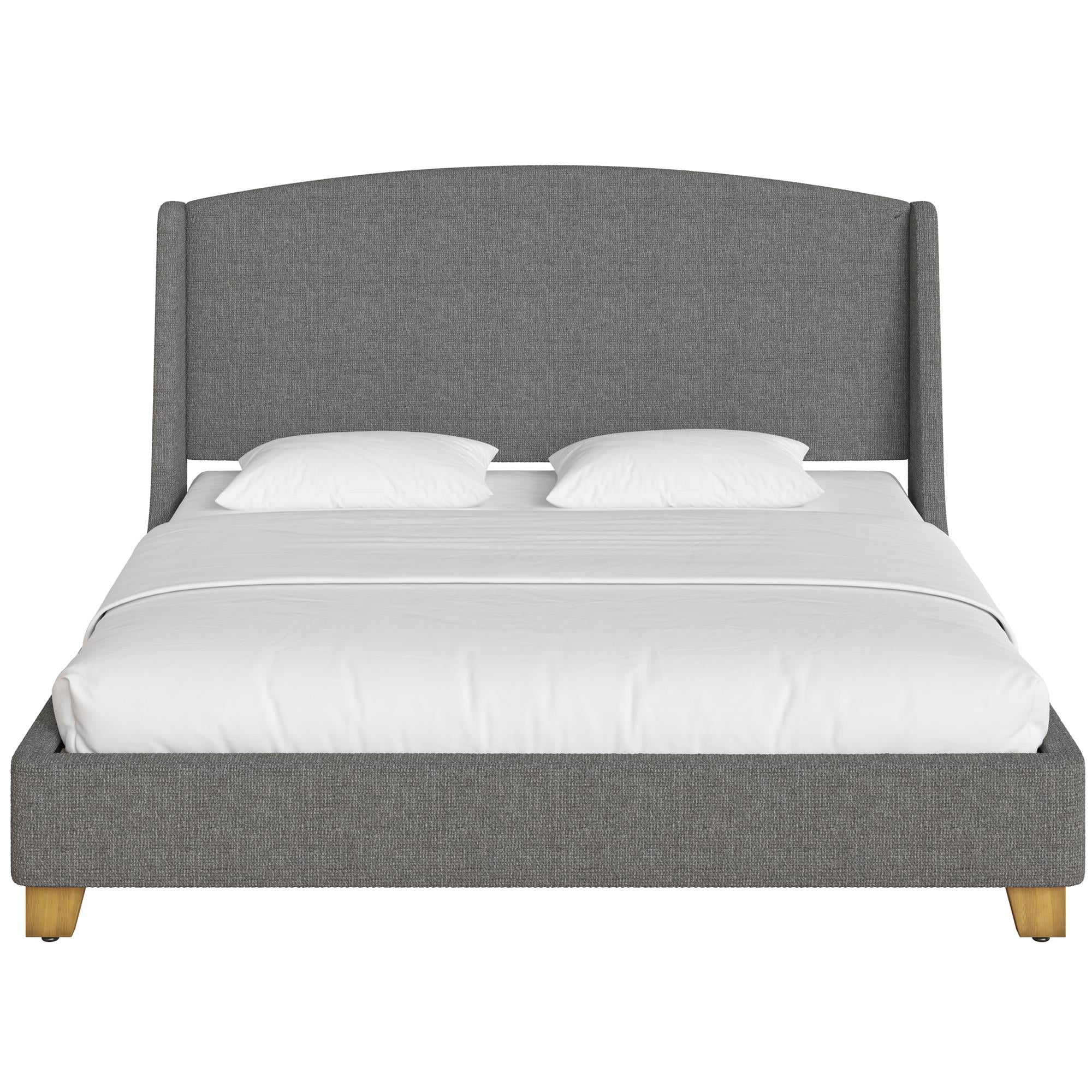 Better Homes & Gardens Windsor Platform Bed with Wingback Headboard, King, Gray Boucle