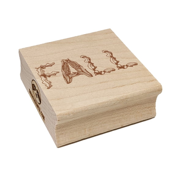 Fall Harvest Text Square Rubber Stamp Stamping Scrapbooking Crafting - Small 1.25in