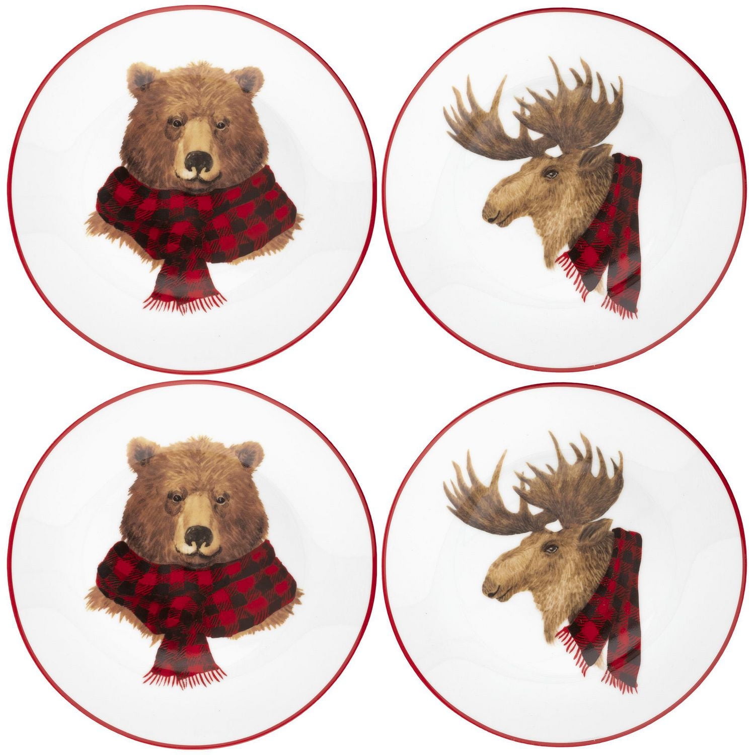 Canadiana 4-pack side plate set,  Moose and Bear