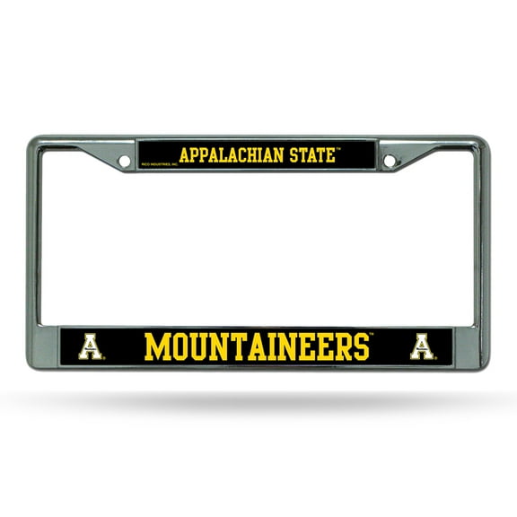 Rico Industries NCAA Appalachian State Mountaineers Standard 12" x 6" Chrome Frame With Decal Inserts - Car/Truck/SUV Automobile Accessory