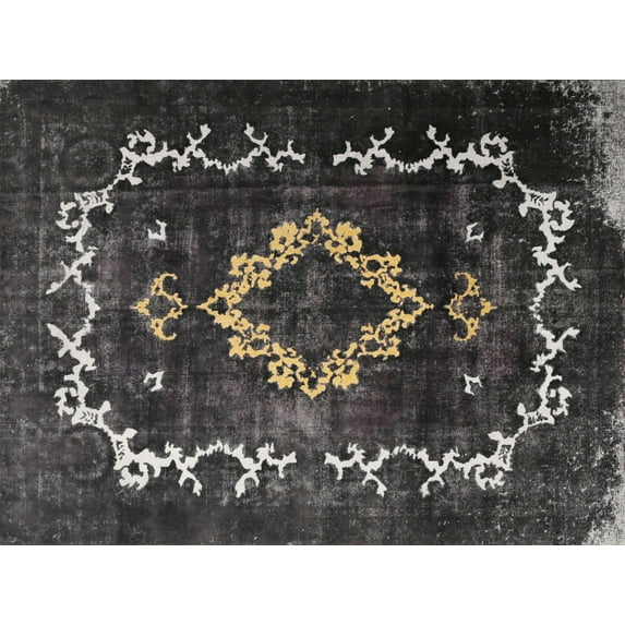 Ahgly Company Indoor Rectangle Traditional Charcoal Black Persian Area Rugs, 4' x 6'