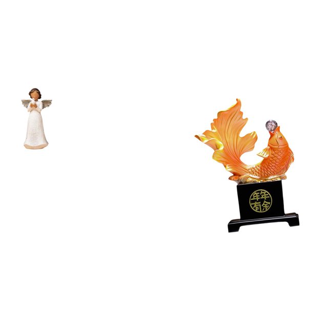 Figura de resina de ángel querubín sosteniendo una paloma y una carpa moderna, adorno para escritorio, sala de estar, dormitorio, oficina, decoración