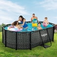 thumbnail image 3 of Funsicle 9'10" Oasis Designer Above Ground Pool with Pump, Oval Frame, Dark Herringbone, 3 of 6