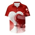 thumbnail image 5 of TrendVibe365 Pink Mens Button down Shirts Short Sleeve Solid Color Valentines Day Clothes Plus Size Polyester Casual Button up Love Heart Printed Lover Gift Blouse Tops for Valentines Gifts S, 5 of 5