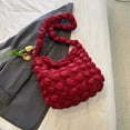 thumbnail image 2 of Bolso de hombro para mujer Nube plisada Acolchado Hilo bordado Bolso para mujer (Rojo) DQrwqpou Para Estrenar, 2 of 3