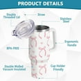 thumbnail image 5 of Cute Pink Tumbler Handle Lid and Straw Ribbon Bow Water Bottle Stainless Steel Coffee Travel Tumbler Mug Cup Gifts for Men Women 30oz, 5 of 6