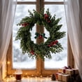 thumbnail image 4 of Artificial Cypress Christmas Wreath Pinecone Red Berry Front Door Hanging Holiday Decor, 4 of 6