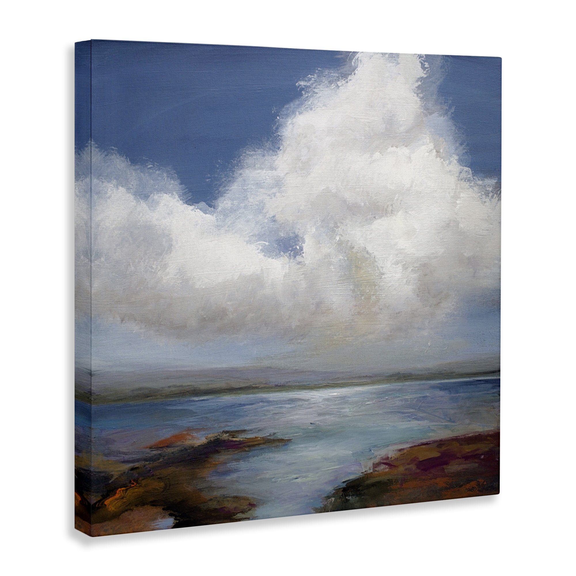 Stupell Industries Clouds over Sea Painting Landscape & Nature Painting Wrapped Canvas Art Print Wall Art, 17 x 17