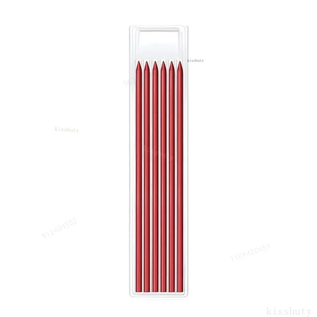 Crayon Mécanique de Charpentier Solide 2,8 mm avec Taille-Crayon pour Menuiserie Construction Tête Longue Crayon de Charpentier Fournitures de Papeterie Recharges Rouges