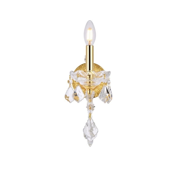 Elegant Lighting Maria Theresa 12" Royal Crystal Gold Wall Sconce
