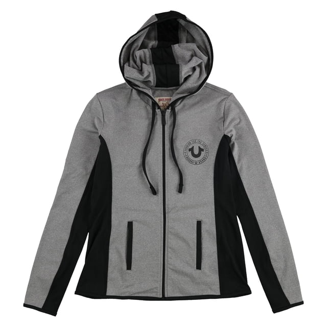 True Religion Womens Fashion For The Senses Hoodie Sweatshirt, Grey, Large