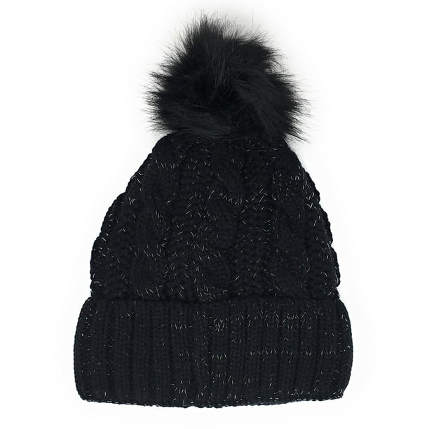 Urban-Peacock Cable Knit Metallic Beanie Skully Hat with ...