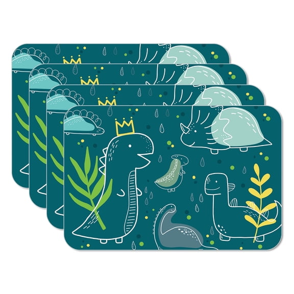Highland Home "Dinosaur" Child 4-Pack Reversible Easy Care Plastic Placemats