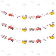 Transportation Birthday Decorations 3PCS Car Train Plane Sailboat Birthday Banner Garland Car Train Plane Bday Supplies for Boys