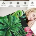 thumbnail image 3 of Fenyluxe Tropical Leaves Flowers Pink Flower Throw Blanket Excellent Hand Feel All Seasons Comfort Versatile Blanket for Sofa Bed Wall Decoration 60x80in, 3 of 6