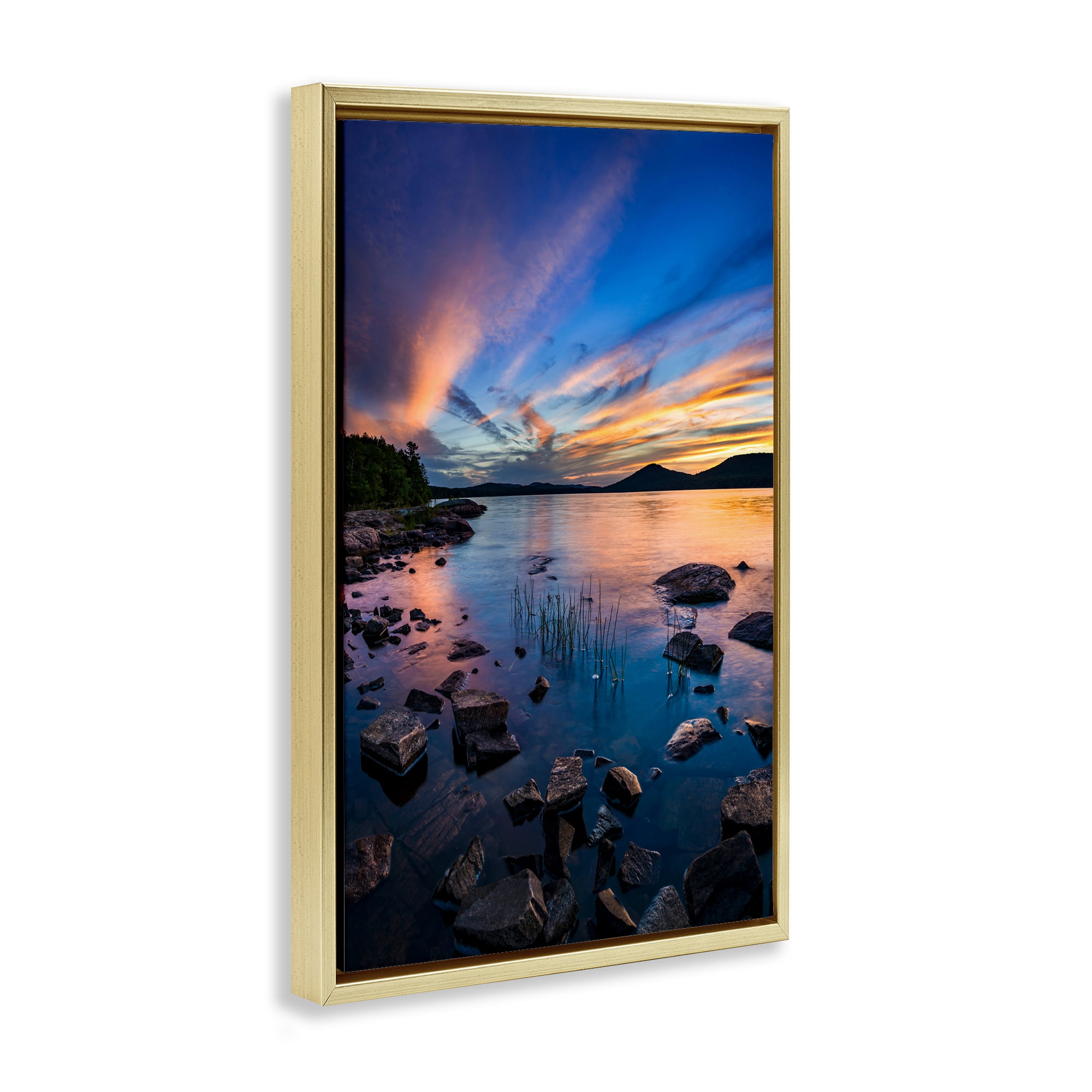 Stupell Industries Sunrise on Piseco Lake Gold Framed Floater Canvas Wall Art, design by Jonathan Zaharek