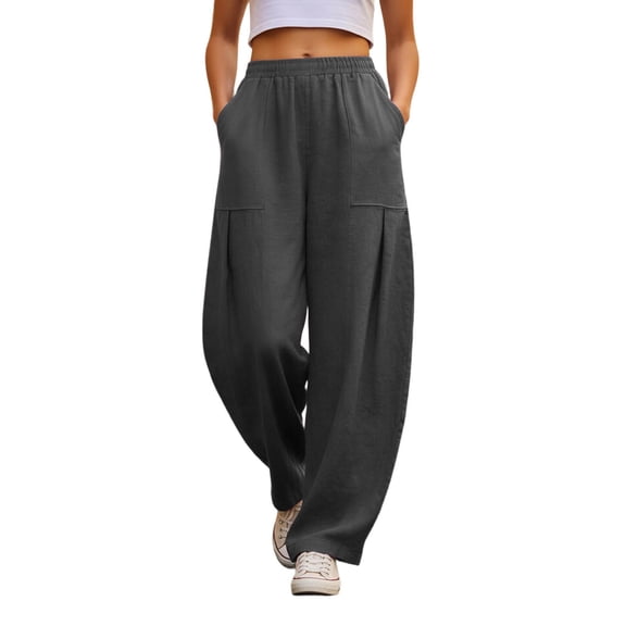 Linen Barrel Pants Women Baggy Summer Wide Leg High Waisted Palazzo Harem Pants Flowy Loose Fit Lantern Trousers
