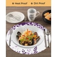 thumbnail image 3 of 13 Inch Round Placemats Set of 4, Purple Spring Botanical Non Slip Heat Insulation PP Table Mats, Weeping Eucalyptus Butterfly Washable Place Mats for Kitchen Dining Party Table Decor, 3 of 7