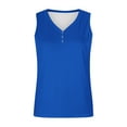 thumbnail image 5 of ALLLIST Spring Tops for Women Blue Button V-Neck Solid Sleeveless Tank Tops Tank XXL, 5 of 5