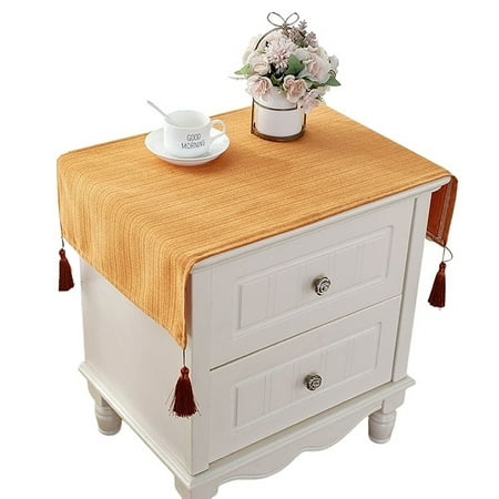 

Rectangular Tablecloth European Style Jacquard Tablecloth With Tassel Dustproof Cloth For Coffee Table Shoe Cabinet Bedside Table Party-THE-45*80cm