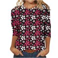thumbnail image 3 of Pompotops Blouse Mode Femme Manches Trois-Quarts Col Rond Rétro Imprimé de Pâques Ample, 3 of 5