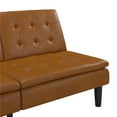 Mainstays Memory Foam Futon with Cupholder and USB, Camel Faux Leather