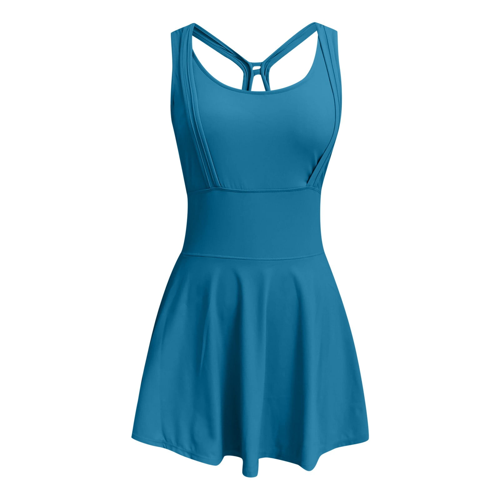 WENWU Womens Sleeveless 2 in 1 Athletic Tennis Dress Underneath Workout Active Dresses with Built in Shorts Woman Yoga Outfits plus Size Dressy Pant Suits