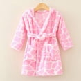 thumbnail image 2 of NOLDARES Boys Girls Robe Fleece Hooded Soft Toddler Bathrobe Cute Boys Bathrobe Fuzzy Plush Robes for Kids,Pink,3-4 Y, 2 of 4