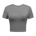thumbnail image 4 of Hauaitttt Womens Basic T Shirts Neck Short Sleeve Crop Tops Cute Summer Tops Slim Fit Tees Outfits French Flag Sports Bra Womens Sports Bra Tops Women Workout Sports Bras Open Back Sports Bras for, 4 of 4