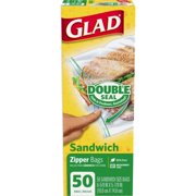 Glad Zipper Food Storage Sandwich Bags, 50 Count