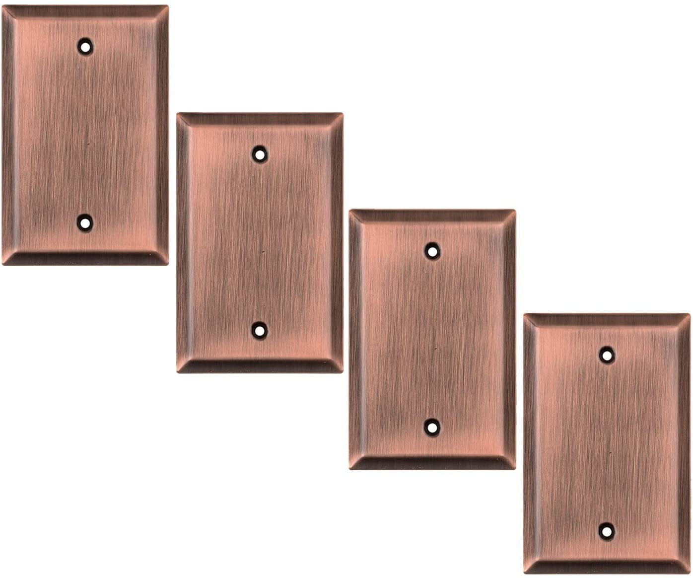 Sleeklighting 4 Pack Decorative Copper Outlet Covers 1 Gang Blank